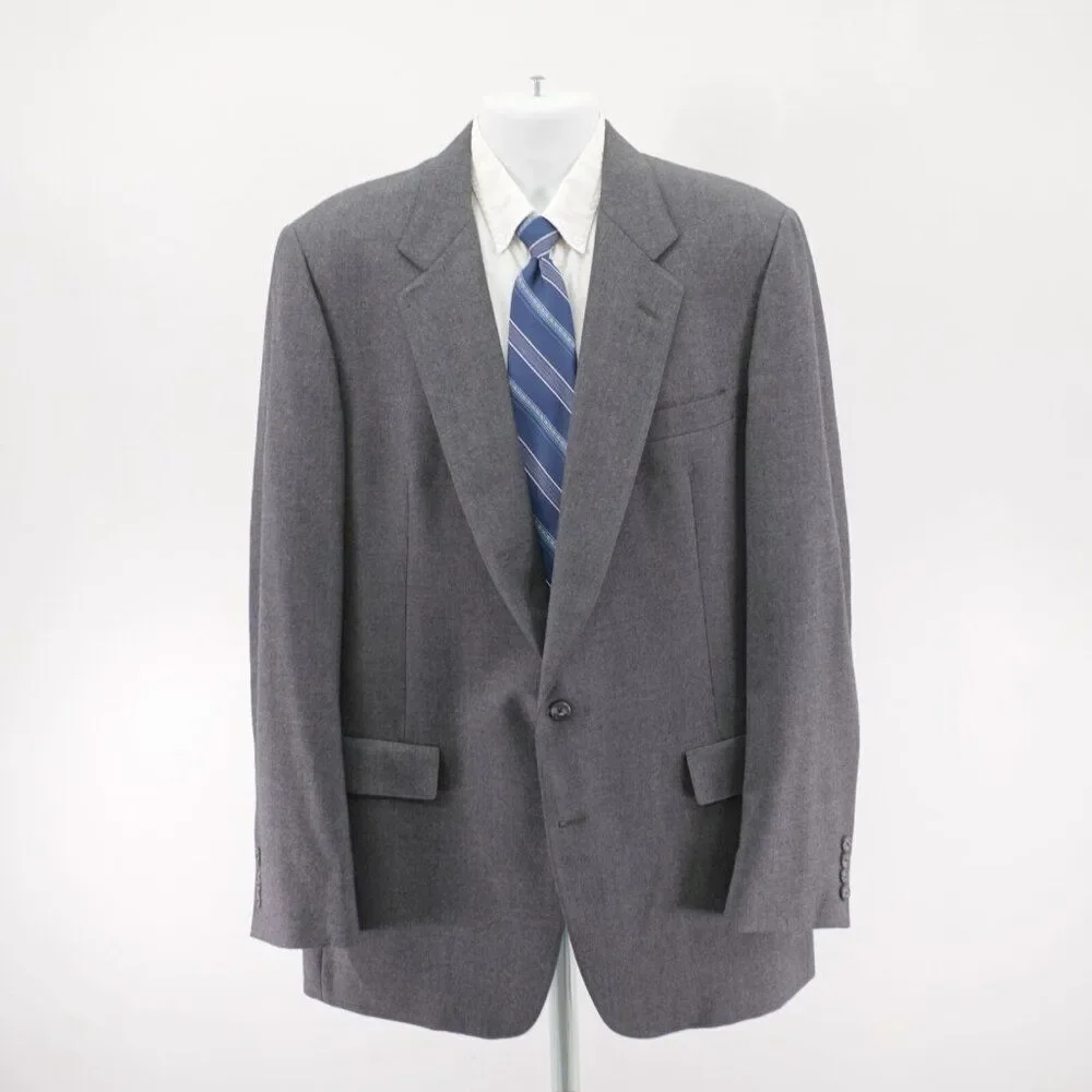 Hart Schaffner Marx Wool Gray‎ 2 Piece Suit 42L 38 / 33 Flat Front High Rise